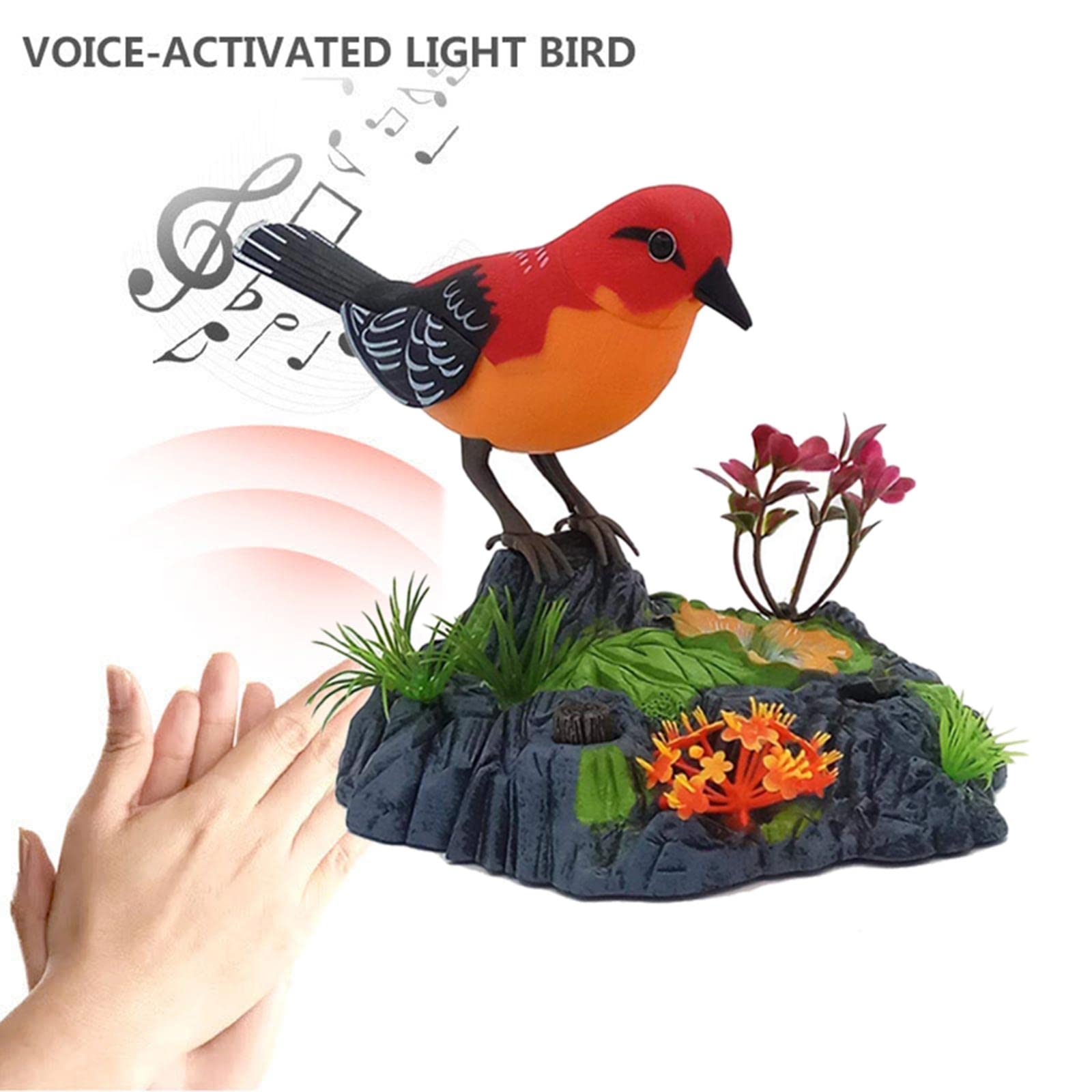 2 Stück Vogelspielzeug Käfig mit Elektronischem Haustier Soundsteuerung Zwitscherbewegungen Schaukelschaukel Nachahmung Sprachaufnahme, Blau und