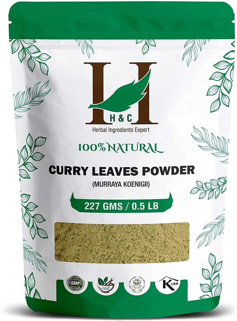 QURA Hojas de curry naturales (Kadi Patta) en polvo (secado al sol y sin tallo) 227 g para cabello fuerte y brillante