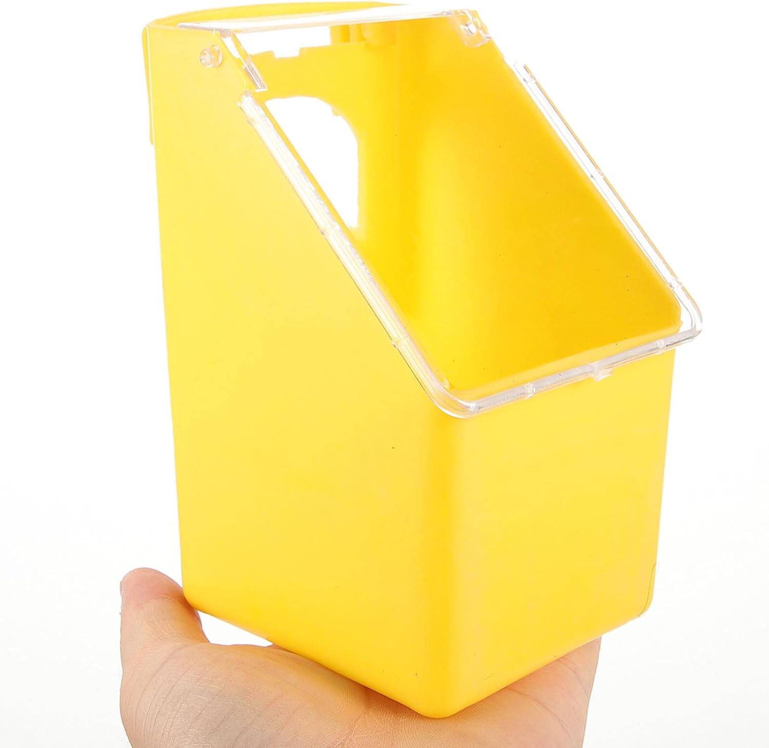Toyvian 5pcs Yellow Plastic Hanging Cage Feeder with Cover for Pigeons and Small Birds, Multifunctional Single Hole Pet Feeding and Watering Box for Bird Cages