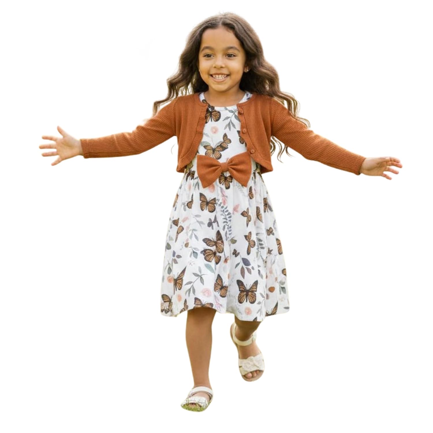 Flyrang Girls 2-Piece Butterfly Print Party Dress with Bolero Cardigan – Sleeveless Above Knee Dress | Stylish Multicolor ... - Review, Price and Buying Guide