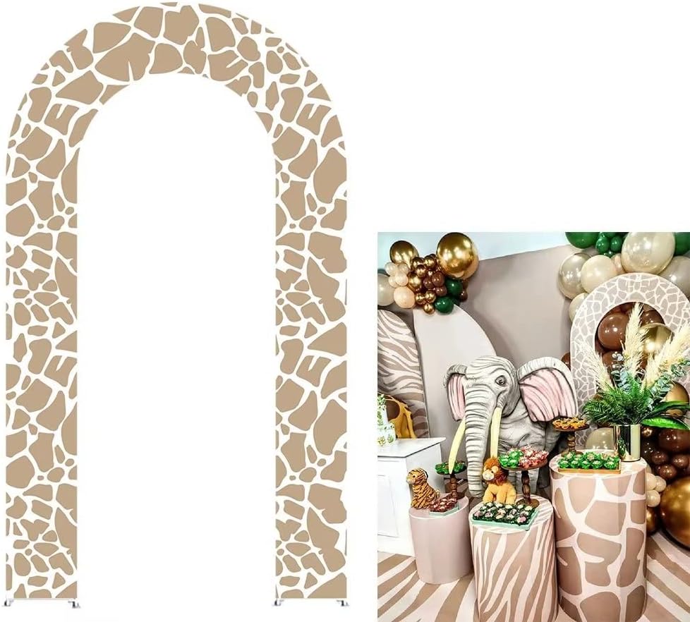 KONPON Open Arch Cover Backdrop Fabric Giraffe Pattern Double-Sided Stretchy U-Shaped Covers for Birthday Baby Shower Wedding Party Display Props