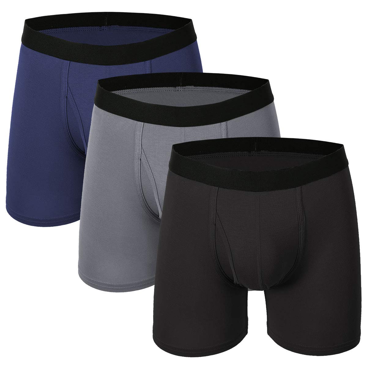 Buy BAMBOO COOL Mens Underwear Boxer Briefs 3 Pack Bamboo Open Fly Long Boxer for Men Online at