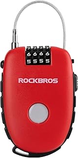 ROCKBROS Bicycle Lock Retractable Cable Lock Combination Lock with 4-Digit Code 94cm Flexible Portable Mini Helmet Lock for Bicycles Motorcycles Packages Helmets E-Scooters