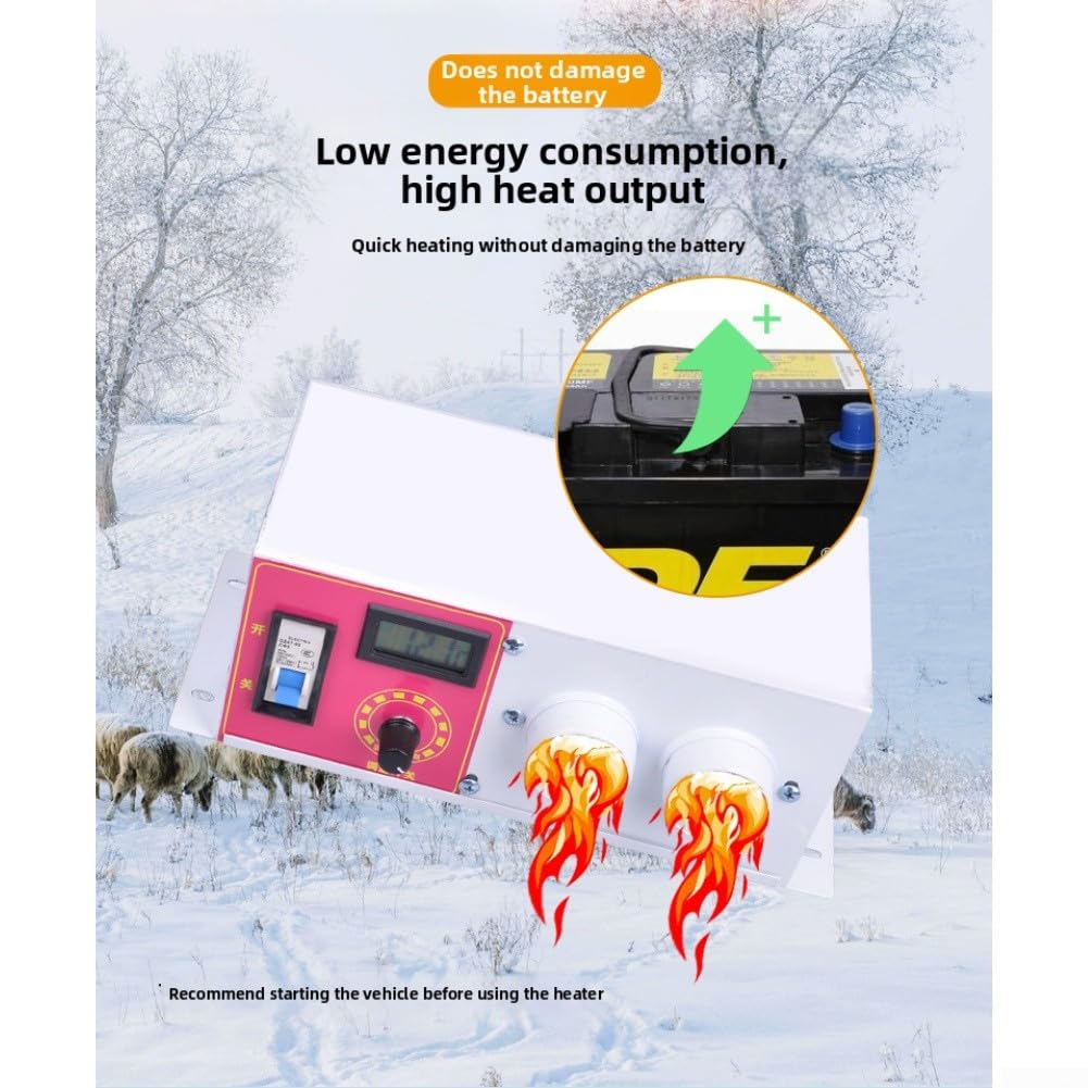 Riscaldatore elettrico da 900 W, controllo della velocità, display digitale, doppia uscita d'aria PTC, riscaldamento per veicoli da 12 V/24 V, auto, camion, gru, carrelli elevatori (24 V x 900 W +