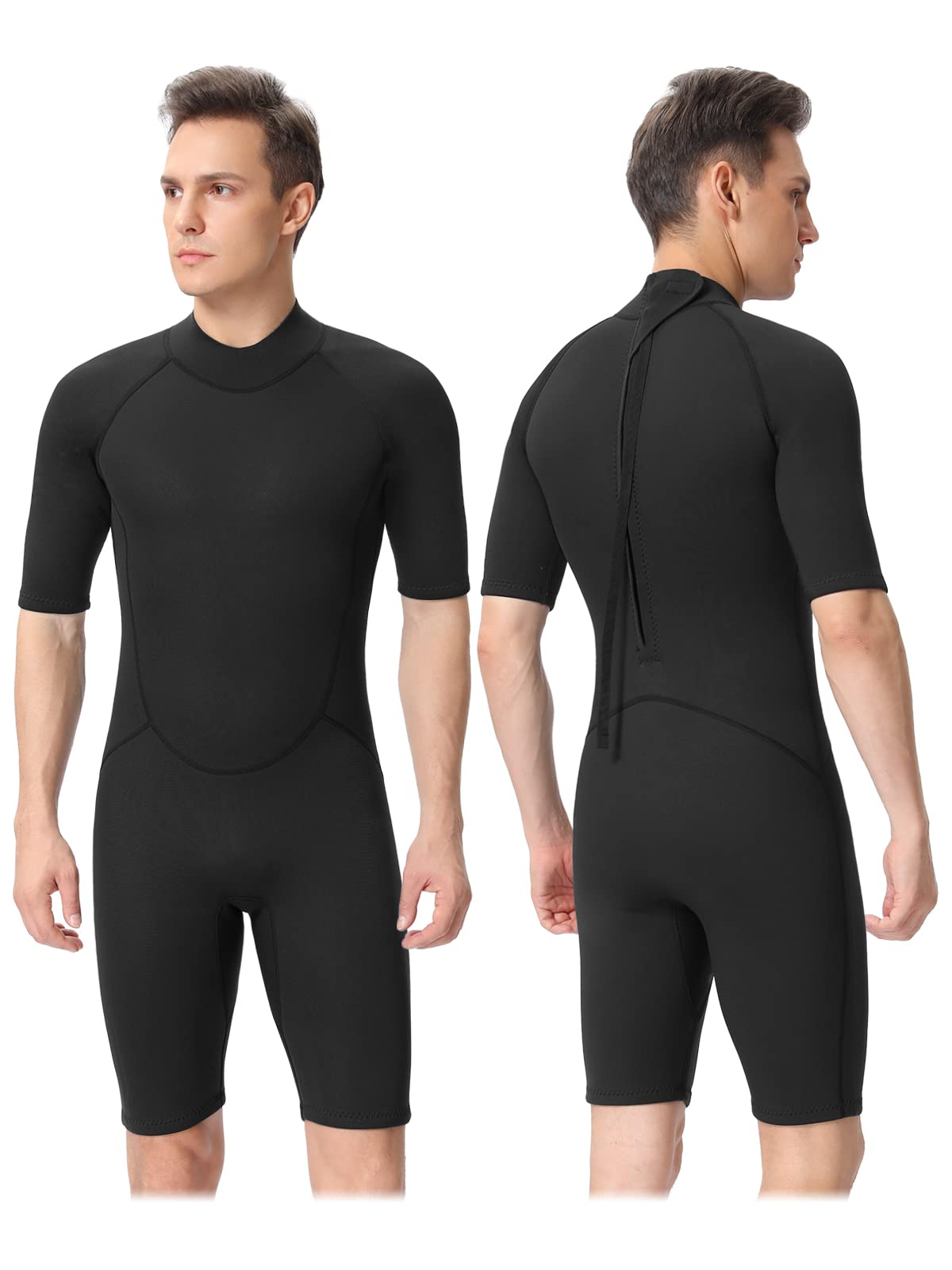 FLEXEL Shorty Wetsuit for Men and Women, 2mm 3mm Neoprene Back Zip Diving Suit Keep Warmth in Cold Water for Diving Snorkeling Surfing Swimming