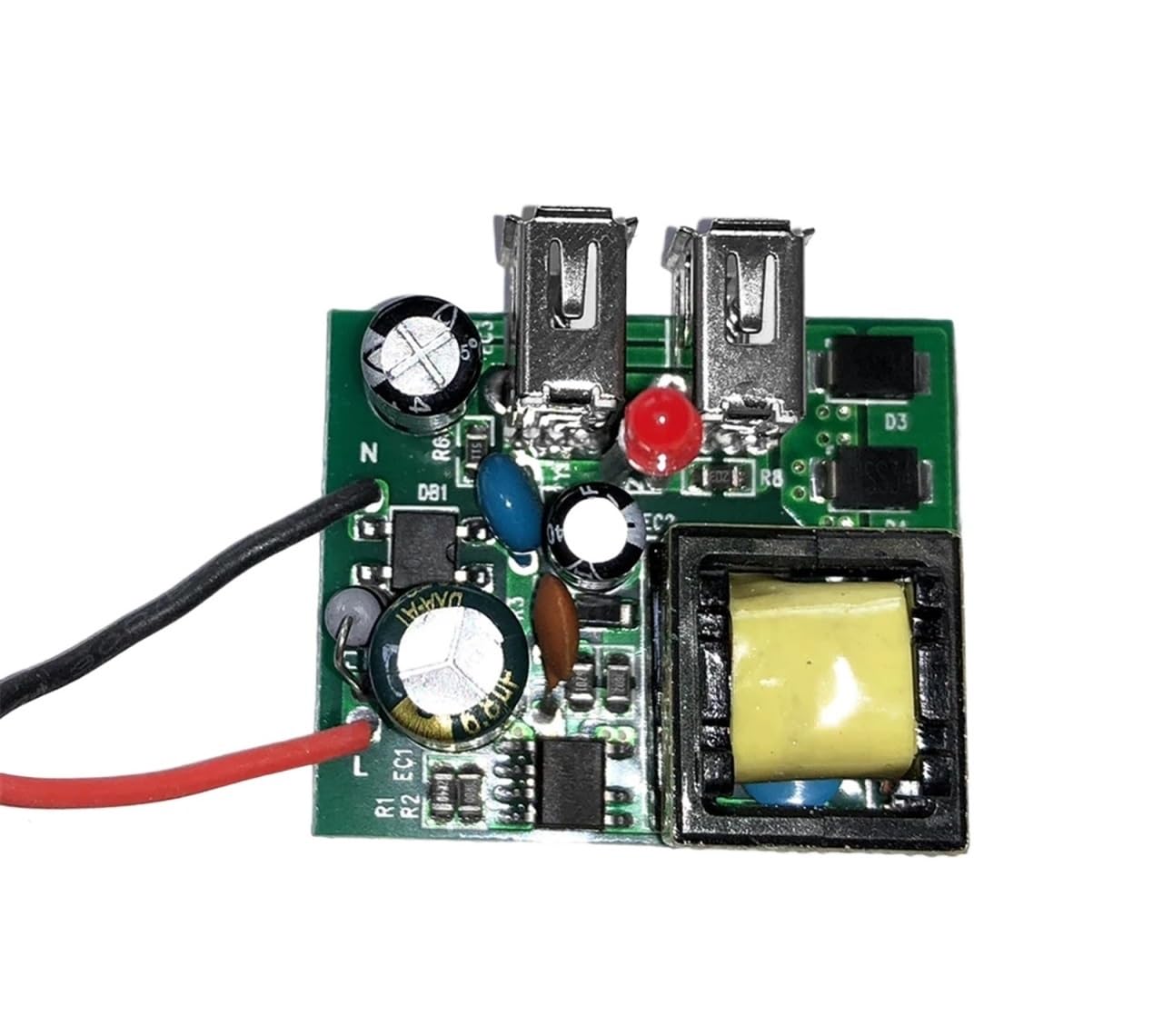 USB French Wall Socket, Double USB Charging Port, Toughened Glass Panel, 16A Power Plug French Standard Electrical Outlet(White)