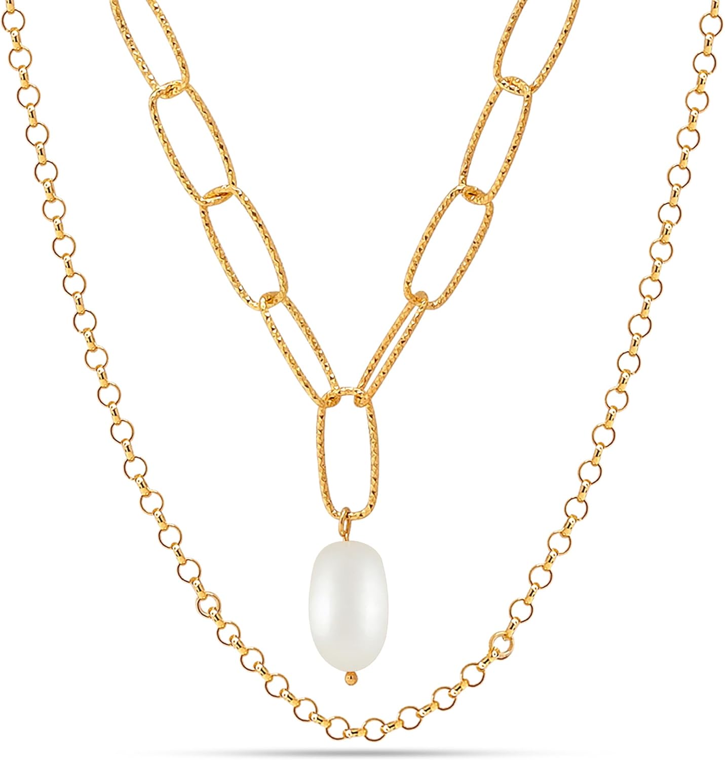 LeCalla Italian Sterling Silver Layered Necklace Handmade Multi Row Layering Necklaces for Women