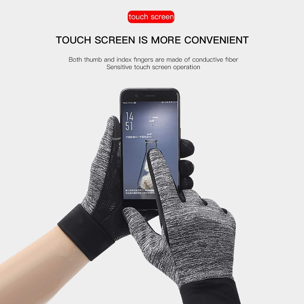 Winterhandschuhe, Winddichte Thermo-Fahrradhandschuhe Kaltes Wetter, wasserdichte Fleece OutdoorTouch Screen Skihandschuhe Grau