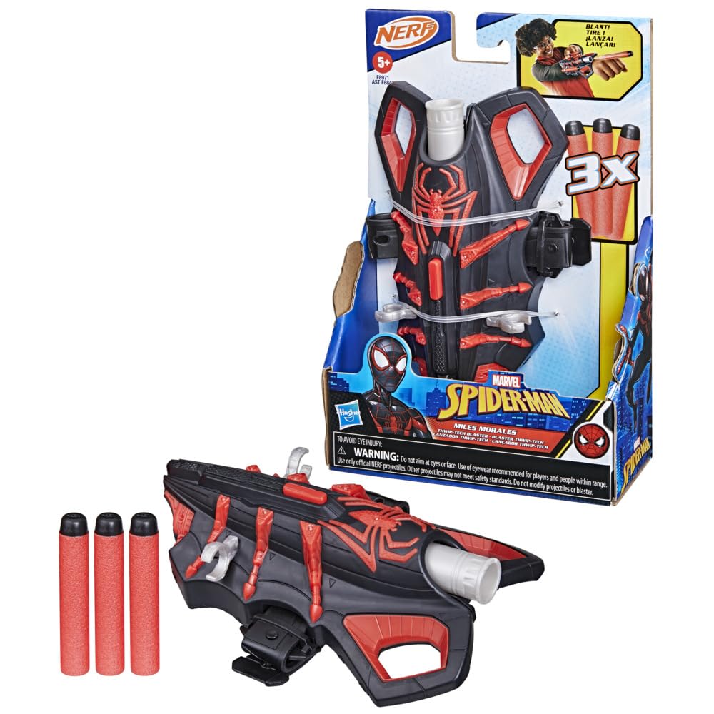 Spider-Man Marvel NERF Miles Morales Thwip-Tech Blaster, Includes