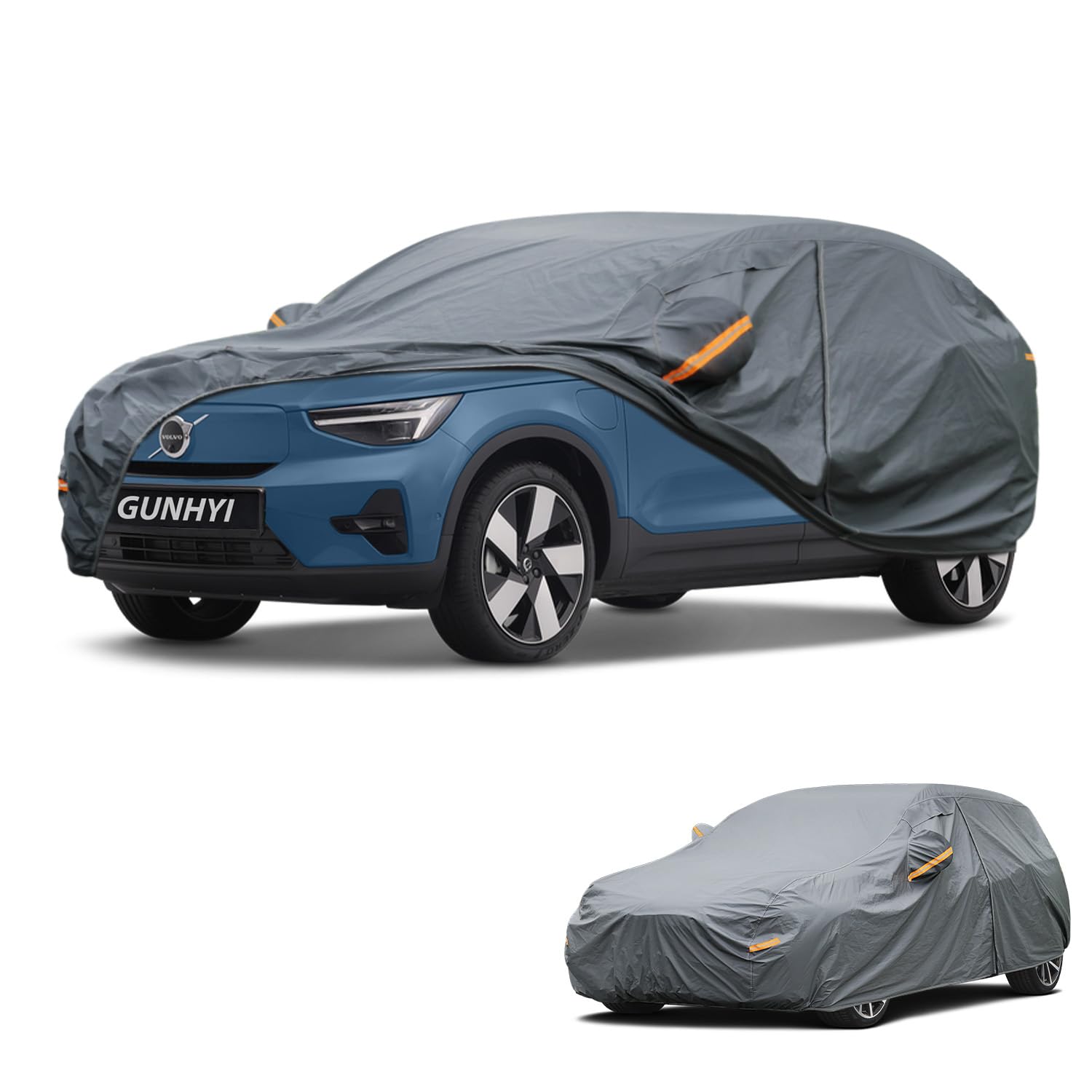 GUNHYI Premium Car Cover Custom Fit Volvo C40, 16 Layers Heavy Duty Car Cover Waterproof All Weather with Zipper Door for Sun Rain Snow Dust Uv Protection