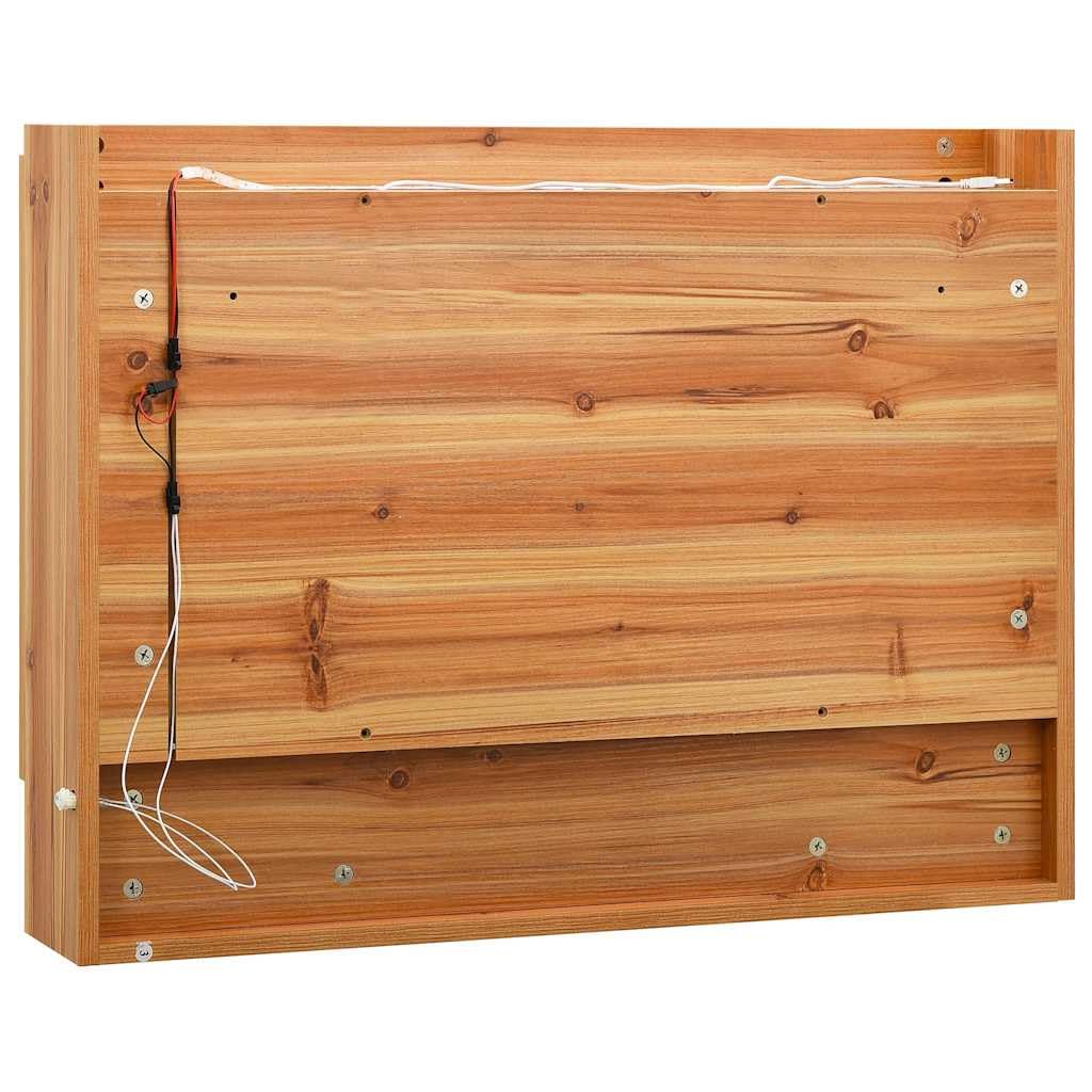 Szafka z lustrem LED do łazienki, dębowa, 80 x 15 x 60 cm, płyta MDF z powierzchnią melaminową, przyłącze USB, 2 drzwi, 3 wkładane półki, zajmuje mało miejsca do umywalki i toalety dla gości