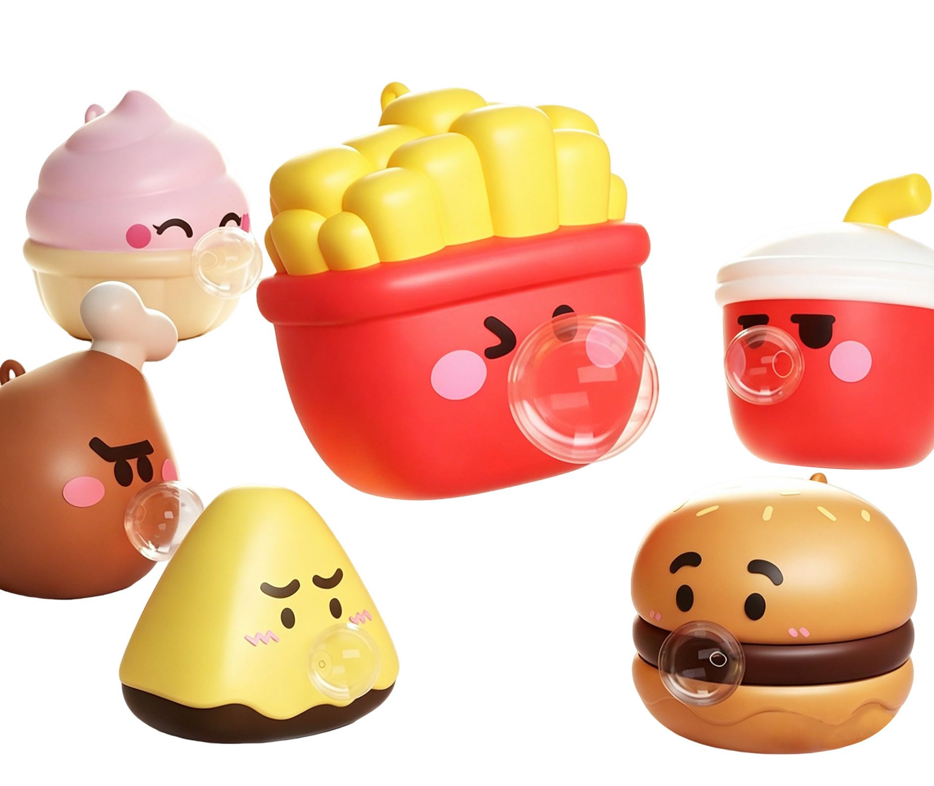 6 Pack Kawaii Food Squishy Fidget Toys, Bubble Blowing Mystery Squeeze Toys