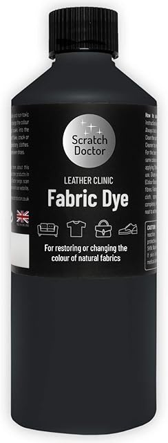 Scratch Doctor Liquid Fabric Dye Easy to Use Textile Paint for Sofas, Furniture, Clothing, Canvas, Shoes, Denim and More 23 Colours Available (Black, 250ml)
