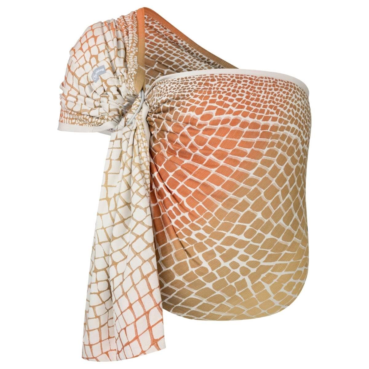 Hoppediz Ring-Sling, Baby-Tragetuch ab Geburt, 100 % kbA-Baumwolle, Design Darwin creme