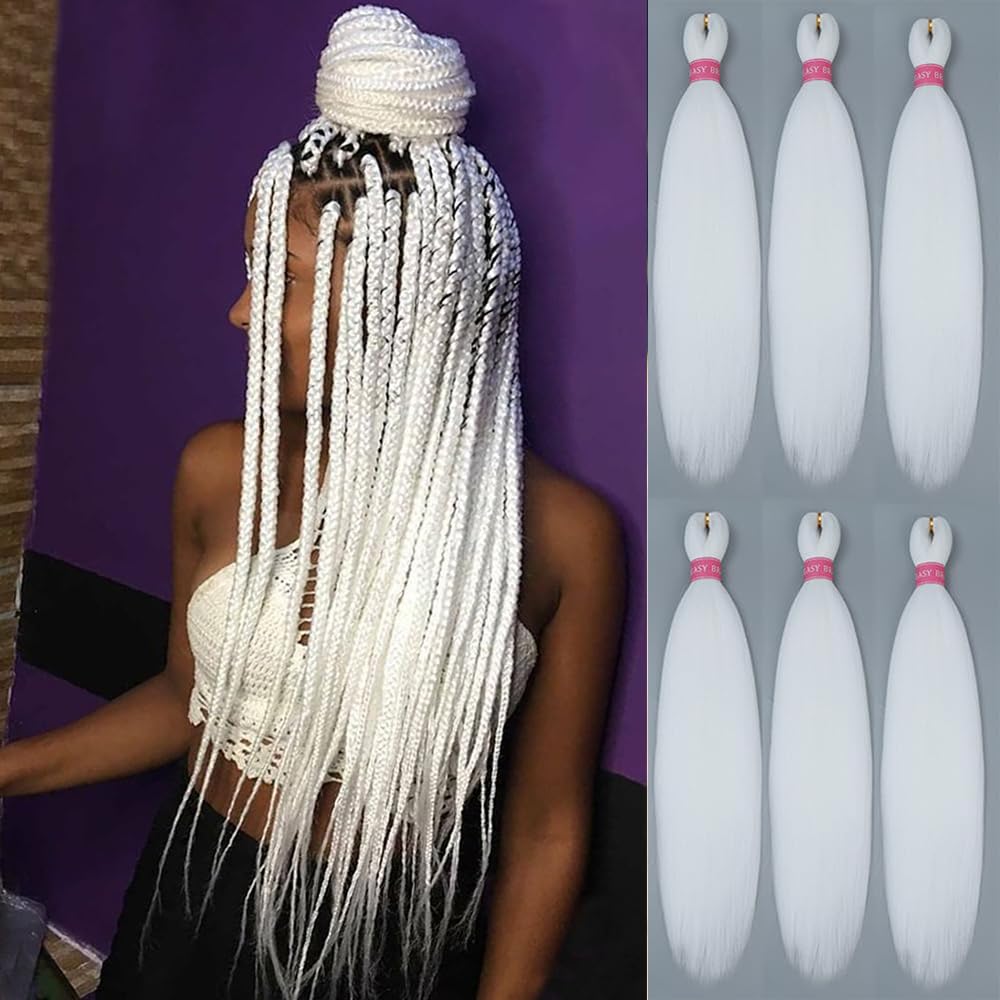 MEZIRU 26 Inch Pre Stretched Braiding Hair 6Pcs/Packs Yaki Straight Braiding Hair Extensions for Braids Synthetic Hot Water Setting Twist Braiding