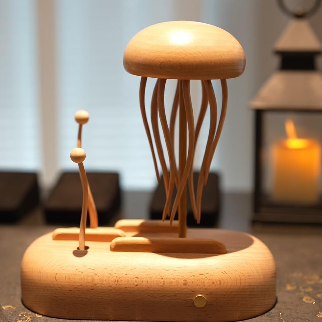 ToyGhillied Modello in legno 3D, set dinamico con meduse di biologia marina, decorazione da tavolo creativa e regali per adulti, artigianato in legno per hobbisti