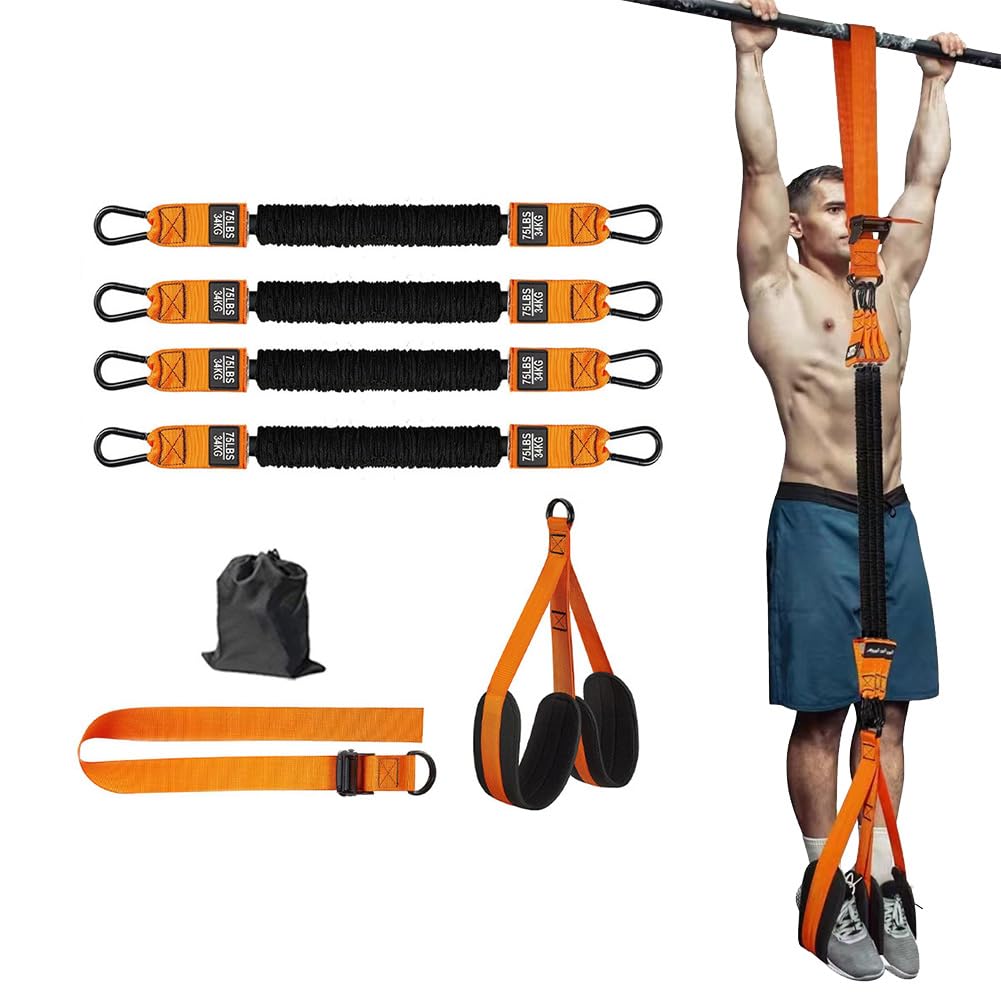 Pull Up Assistance Bands,Heavy Duty Resistance Band Pull Up Assistance Bands,Strength Training Band for Home Gym Fitness,Workout Straps,Adjustable Weight/Size with Fabric Feet/Knee Rest (300 LBS ﻿)
