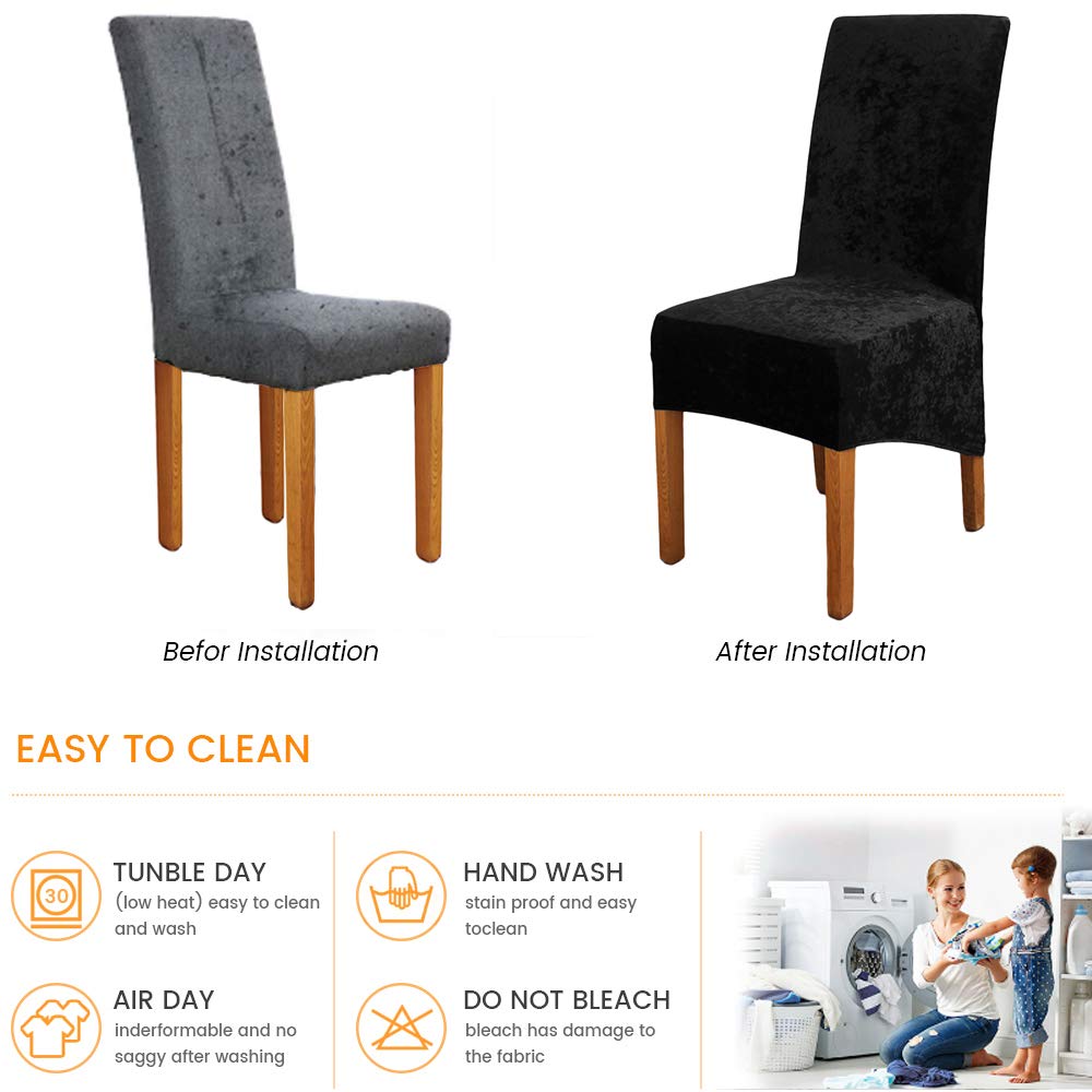 ele ELEOPTION Crushed Velvet Stretchable Elastic Chair Covers for Dining Room Wedding Banquet Party Decoration - Image 2