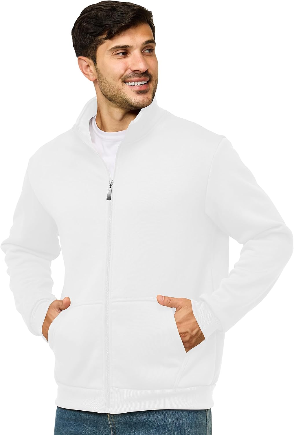 Men's Fleece Jacket Casual Zip up Lightweight Sweatshirts Athletic Outdoor Sweater Jackets with Pockets