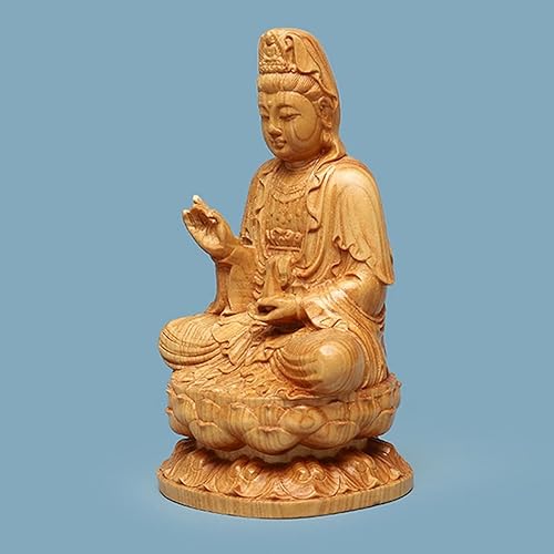 Miniatura 4 de Diosa de la Misericordia Guan yin Buda estatua en loto,Escultura Quan Yin para decoración de oficina en casa,Hermosa estatua de Buda Kuan Yin