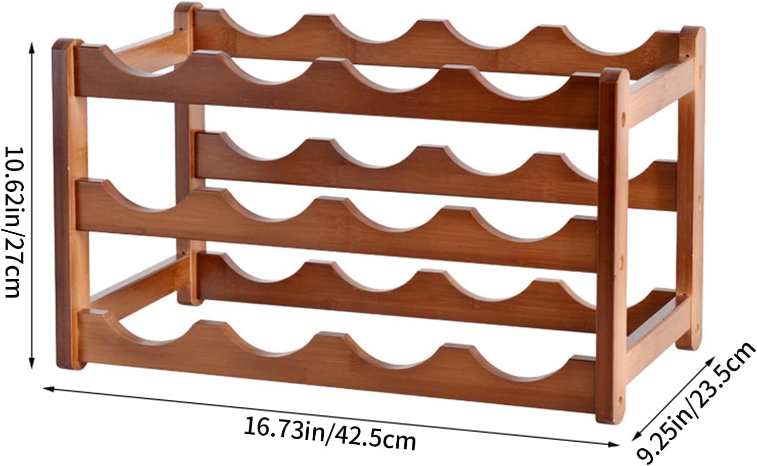 12 Bottle Wooden Wine Rack 3 Tier Free Standing Wine Storage Holder Retro Minimalist Style Home Decorations Wine Display Shelves for Cabinet Cupboard Countertop 3 Tier