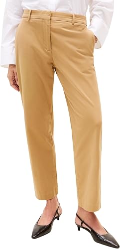 Tommy Hilfiger Pantalón Chino Mujer Stretch Straight Slim Fit, Beige (Safari Can
