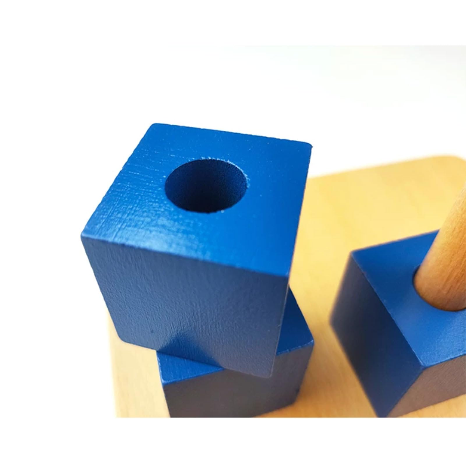 Montessori Holz Einzelne Stift Stapelspielzeug Set | Horizontales & vertikales Steckbrett mit Kreis- & Würfelblöcken, Feinmotorisches sensorisches Spielzeug