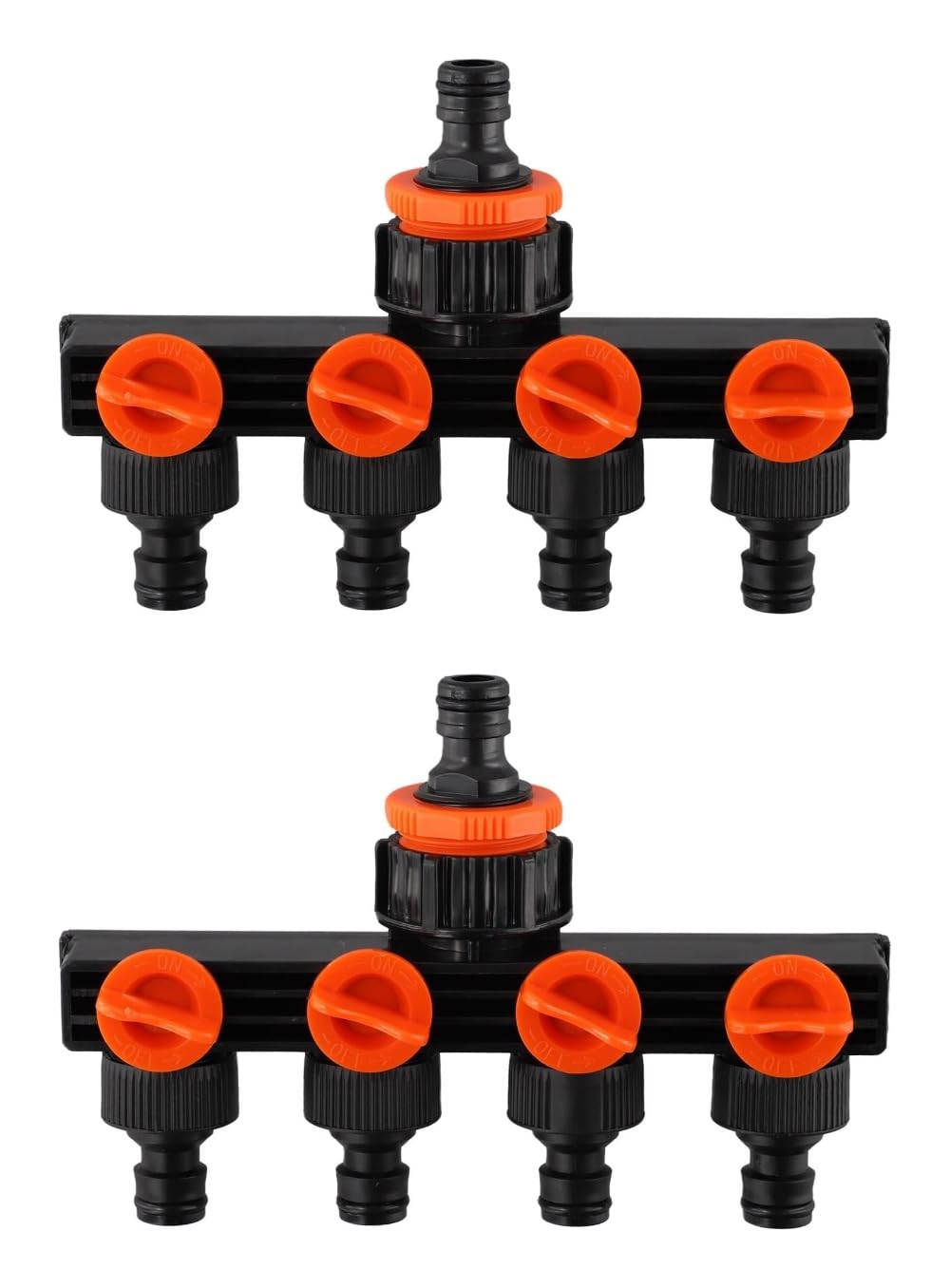 Pack of 2 4-Way Hose Distributor, Garden Irrigation Hose Distributor, Garden Irrigation Diverter with Individual Shut-off Valves, for Appliances / Garden Hoses, Outdoor Hose Distributor