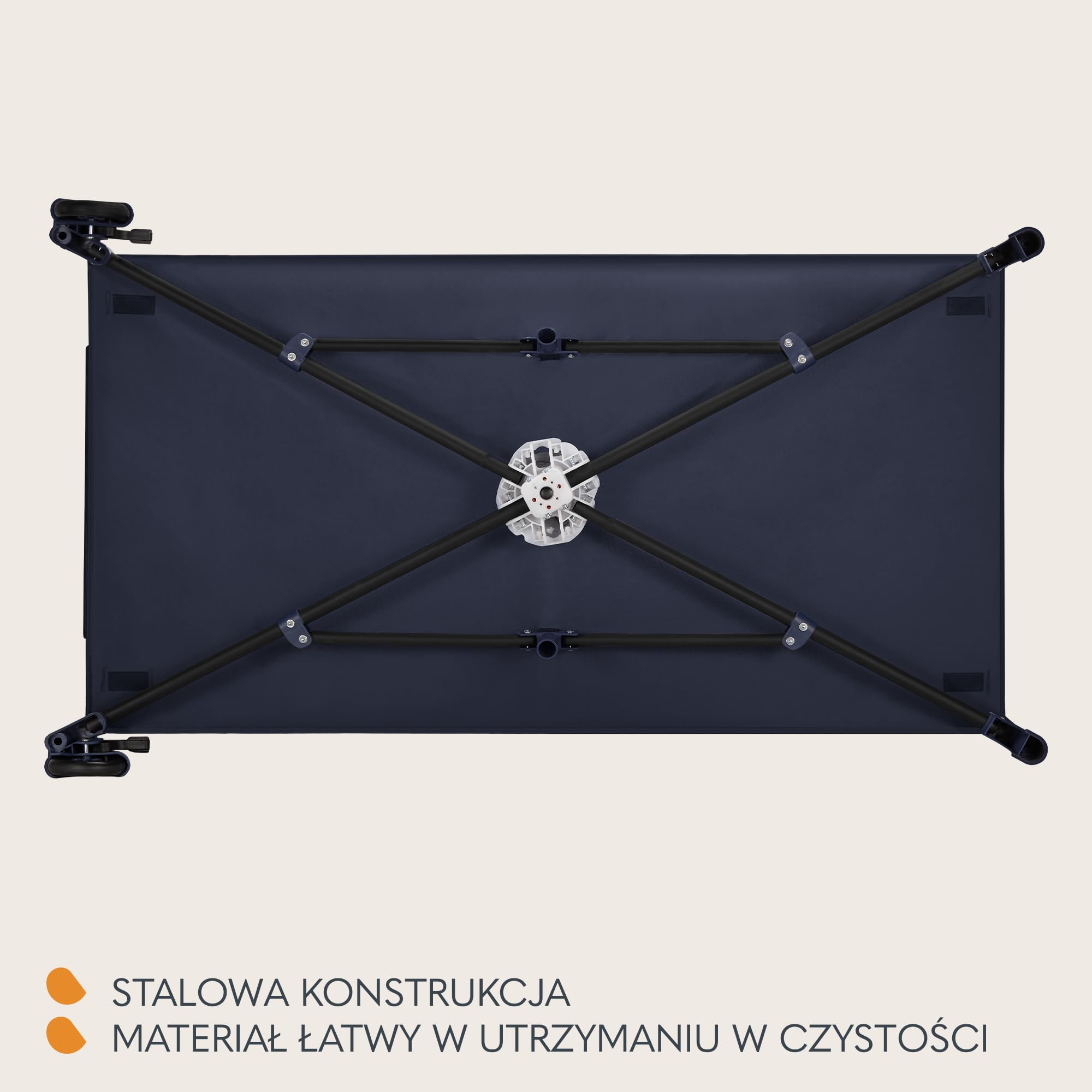 LIONELO Jasmin Easy Fold Łóżeczko Turystyczne Dziecięce do 15 kg od 0 do 36 miesięcy Piankowy Materac T25, 2 Poziomy Wysokości, Szybkie Składanie Easy Fold, Boczne Wejście, Kółka (Niebieski)
