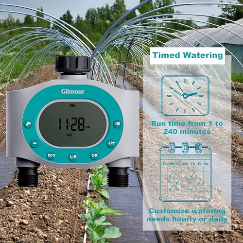 Minuteur d'eau programmable Gilmour avec écran LCD et retard de pluie