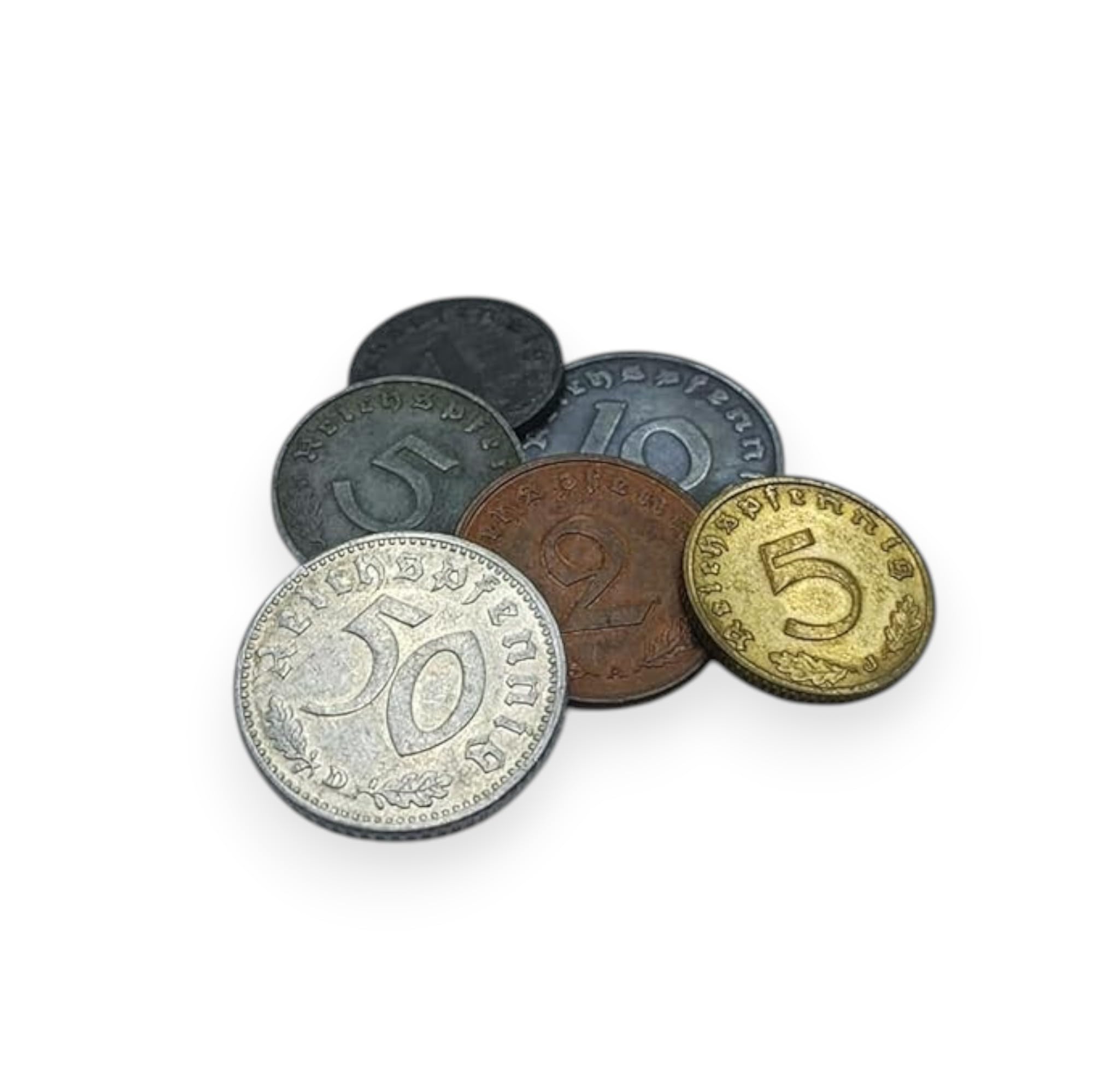 IMPACTO COLECCIONABLES Collection de 6 Monnaies Authentiques du Reich Allemand (1933-1945) en Pochette en Velours - Reichspfennig Historiques - avec Certificat d’Authenticité