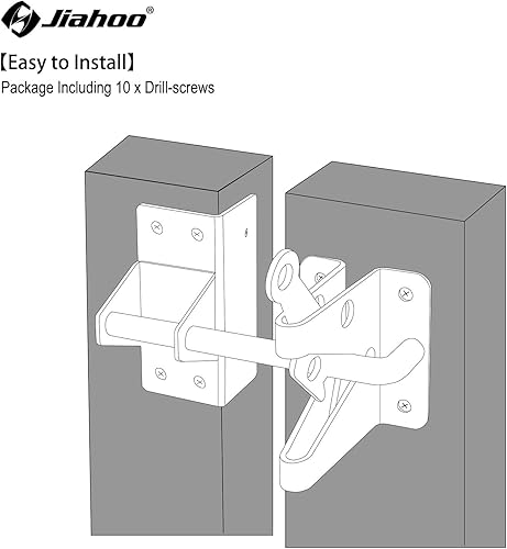 Miniatura 6 de Pestillo de puerta automático resistente para cercas de madera, puertas de metal autobloqueantes para cercas de vinilo que salen a la puerta de la