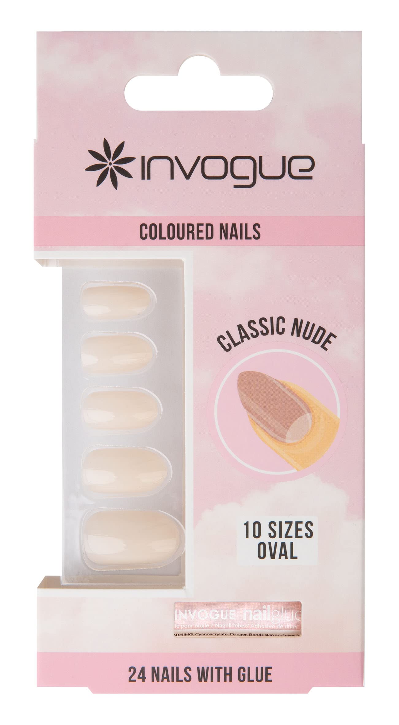 Invogue Coloured Oval Nails - Classic Nude (24 Pieces)