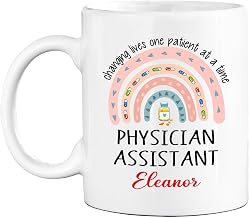 Personalized Physician Assistant Coffee Mug 11 Oz 15 Oz, Changing Lives One Patient At A Time Physician Assistant Travel Mug, Unique PA Coffee Cup Gifts For Graduation, Customized Name Medical Teacup