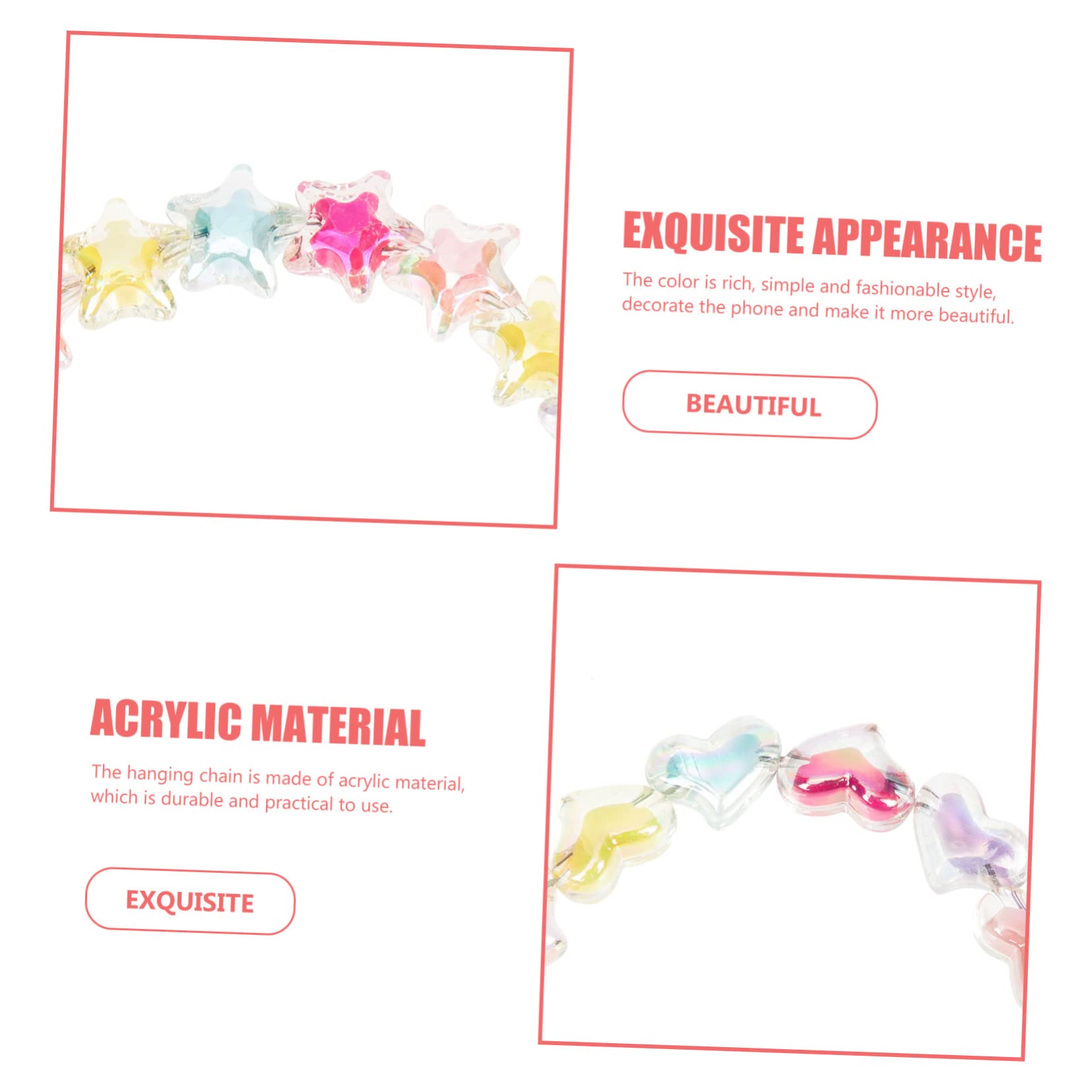 Housoutil Juego De 5 Accesorios Para Fundas De Móvil Cordón Con Cuentas Cadena Correas Para El Asa Soporte De Agarre Resistente A Caídas Pulsera Única Para Mujer (2 Piezas X 5)