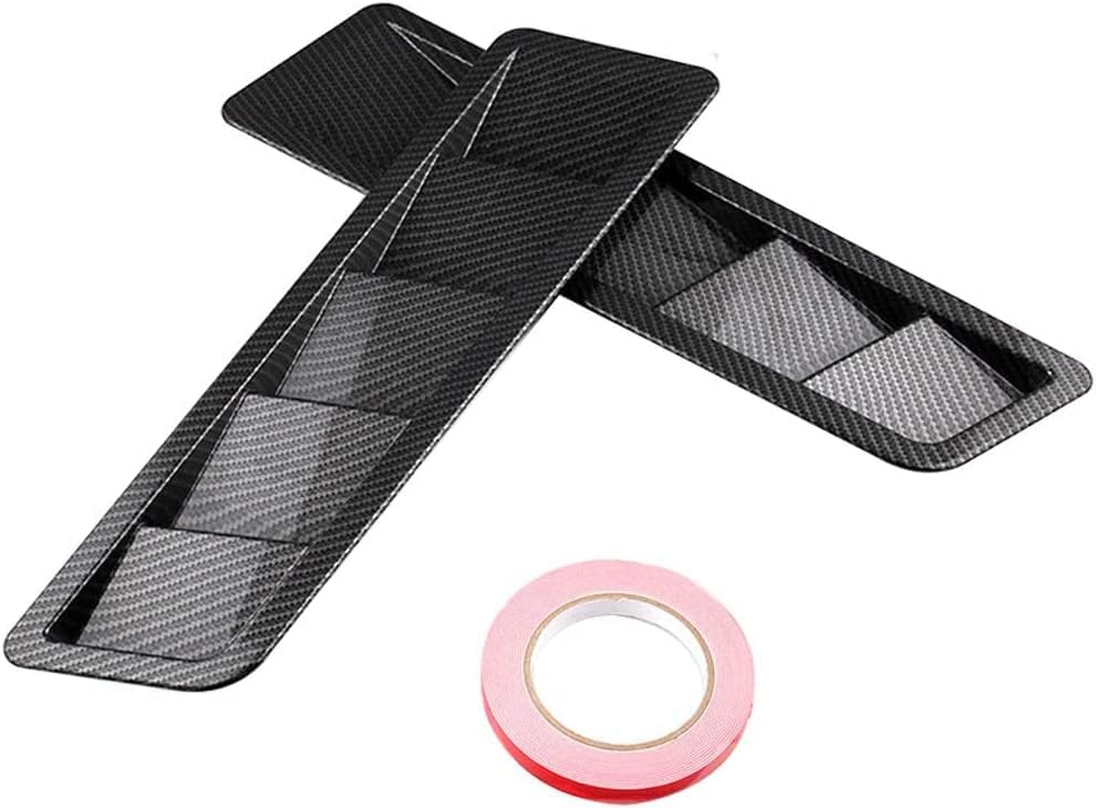 EIGIIS Car Hood Vent Scoop Kit Universal Cold Air Flow Intake Fitment Louvers Cooling Intakes Auto Hoods Vents Bonnet Cover (Black Plain)