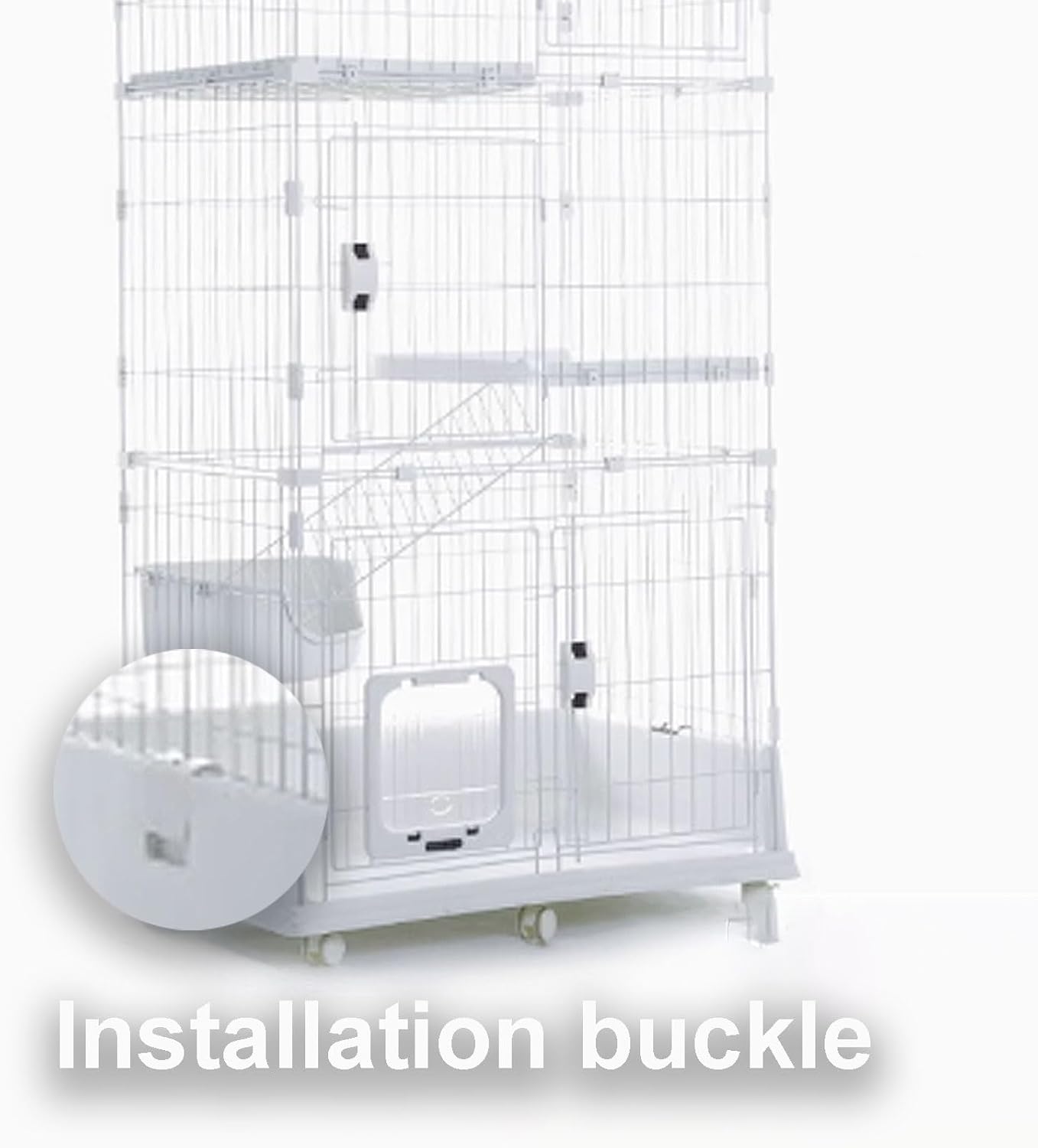 Cat Cages Indoor, Cat Crate, Catio Indoor Cat Enclosure on Wheels, Cat Playpen with Top Cover with Anti-Collision Lock Quick Assembly for Rabbits, Small Animals(White,101x66x69cm)
