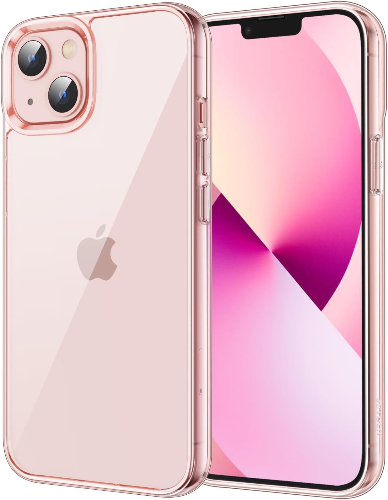 JETech Case for iPhone 13 6.1-Inch, Non-Yellowing Shockproof Phone Bumper Cover, Anti-Scratch Clear Back (Pink)