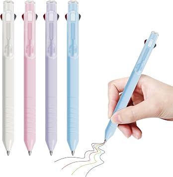 Vitoler 4 Pack Multicolor Pen,4-in-1 Colored Pens,0.5mmRetractable Ballpoint Pens for Office School Supplies,Multi Colored Pens for Students Children Gift
