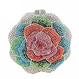 Boutique De FGG Bolso de mano de cristal con diseño de rosas para mujer, bolso de noche formal para fiesta con diamantes de imitación, Multicolor #2, Mini