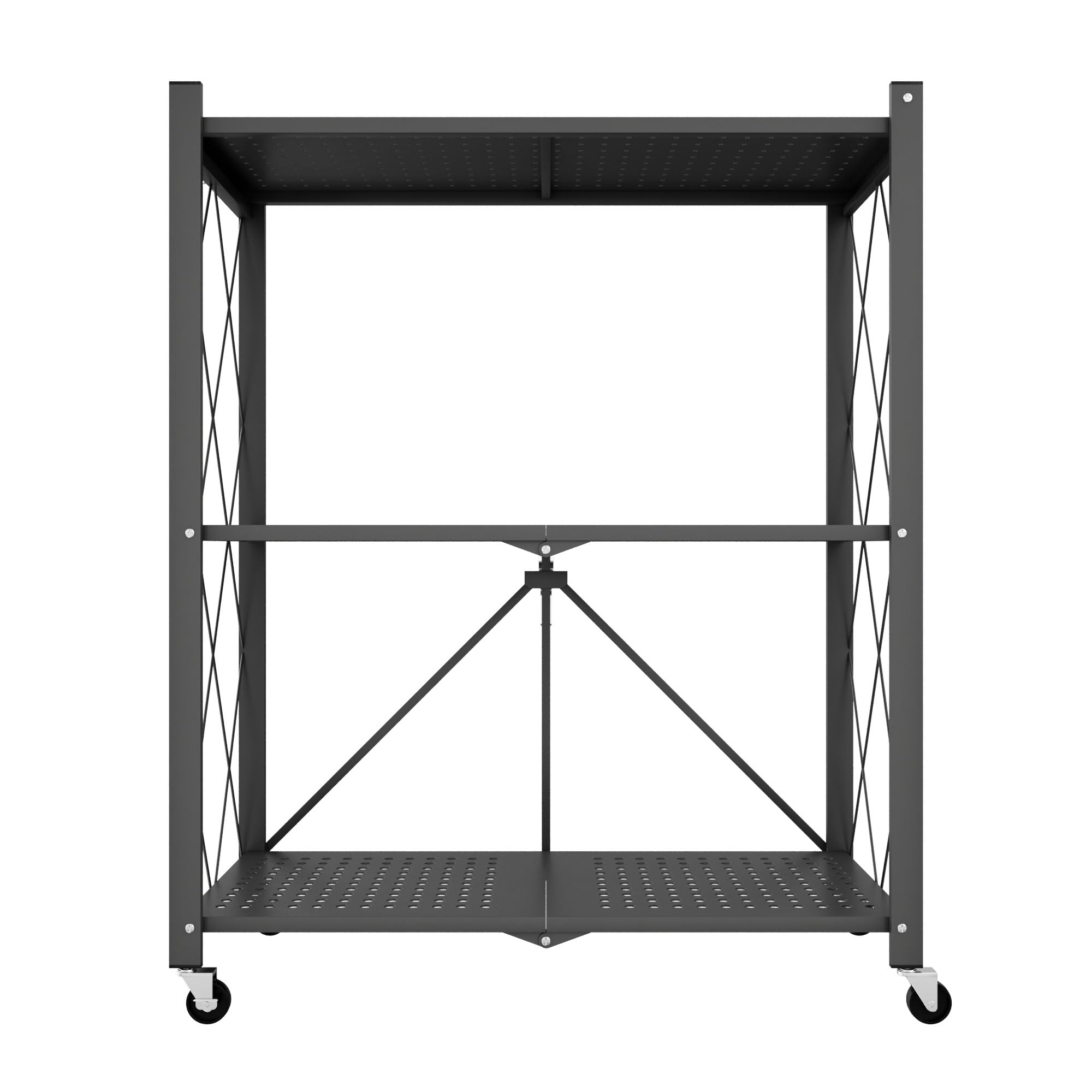 FRANKYSTAR Smithers Étagère de rangement pliable en métal noir 72 x 90 x 33,5 cm