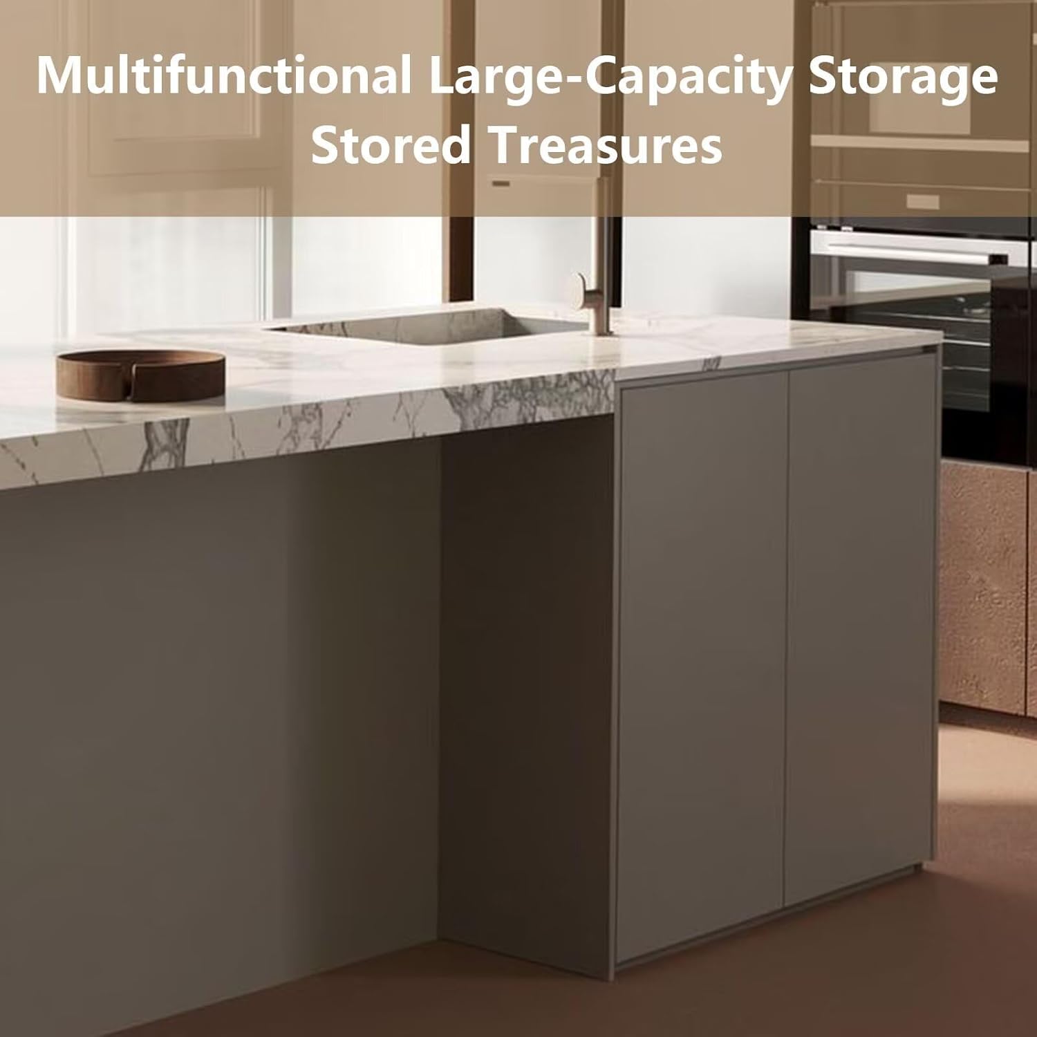 Kitchen Island with Storage - Kitchen Island Table with Marble-Look Top, Modern Dinning Table Includes Built-in Sink, Storage for 4-6 (80IN No Chairs)