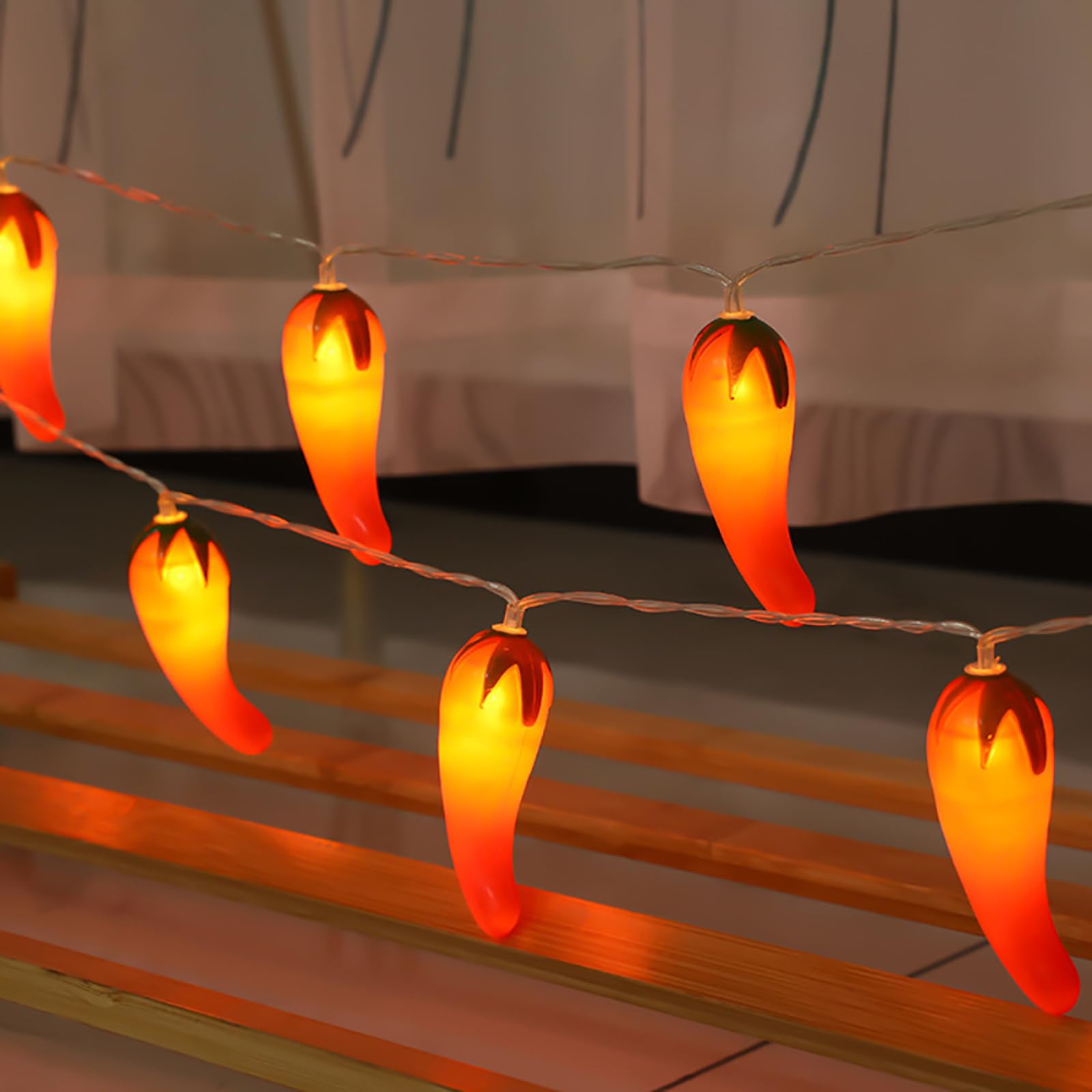 Catena Luminosa Al Peperoncino Rosso|Luci Natalizie A Led In Filo Di Rame Bianco Caldo|Lampade Decor A Sospensione Serie Da Giardino Per Feste Di Natale,Bianco Caldo,10m(32.8 piedi)-80LED-USB