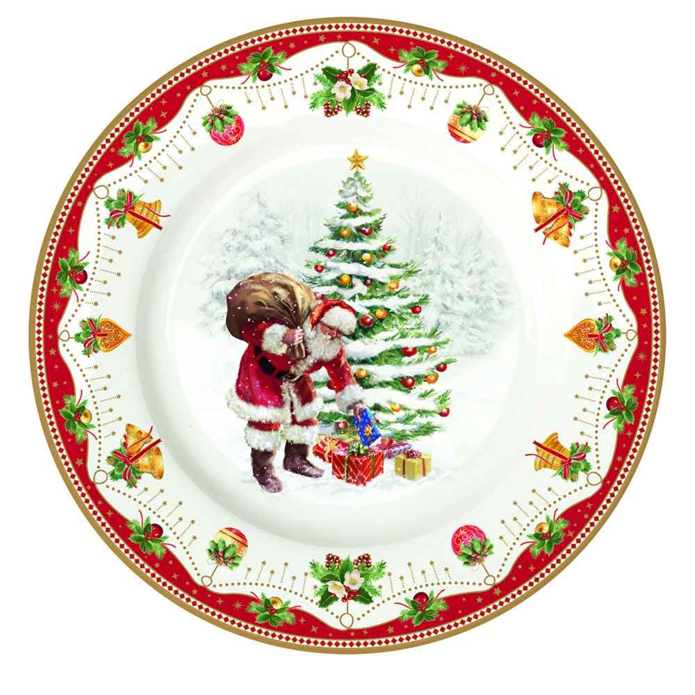 Easy Life Lot de 18 assiettes de Noël en porcelaine - Pour 6 personnes - Noel nostalgique - Vintage - D26,5 x P21,5 x P19 cm
