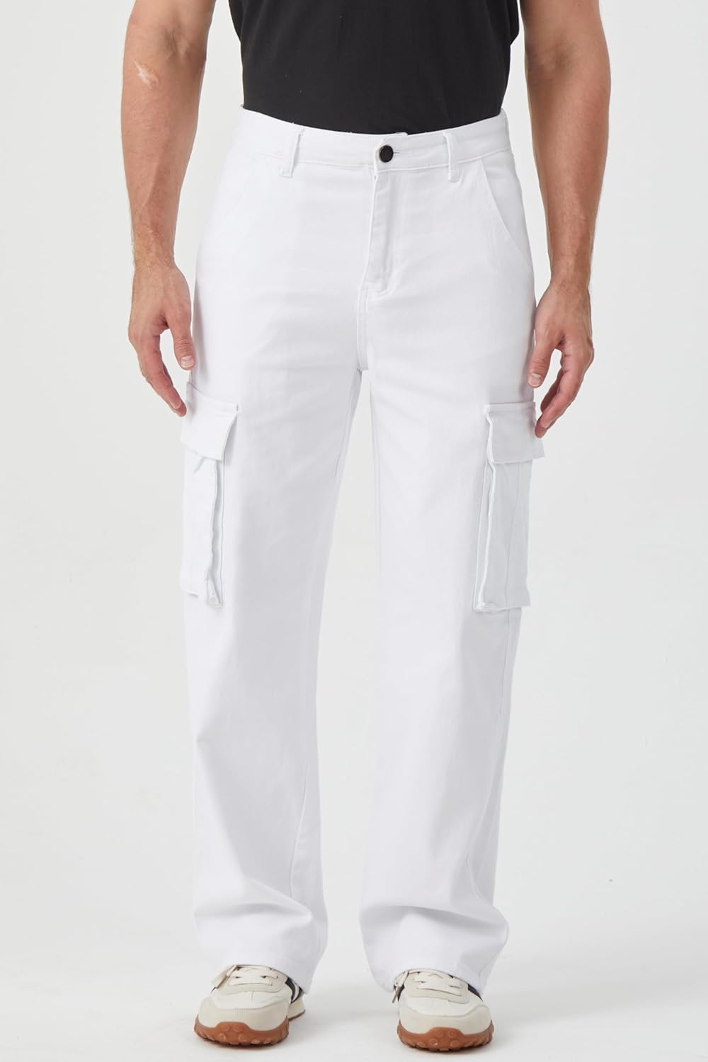 FREDD MARSHALL Cargo Jeans for Mens Relaxed Fit Straight Leg Fashion Work Denim with 6 Pockets - Image 2