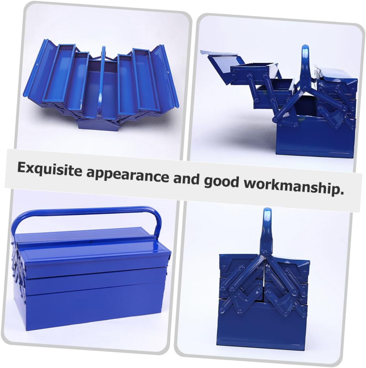 Luxshiny Large Capacity Portable Toolbox, Multi-layer Steel Tool Storage Box 420x200x200mm, Essential Organizer for Automotive Repair and Home Use