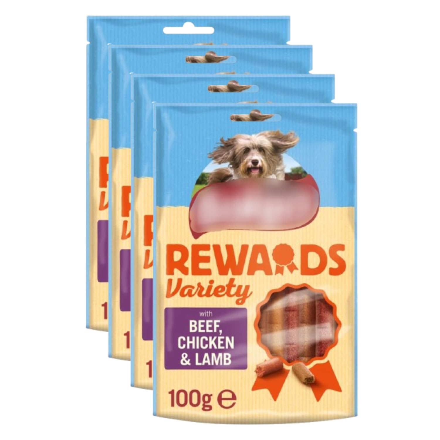 (4 Pack) Rewards Dog Treats Mixed Variety 100 g - Each Chew Contains Omega 3 & 6 To Help Maintain Healthy Skin & A Glossy Coat