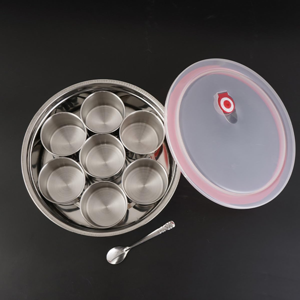 UKCOCO Scatola di Condimenti in Acciaio Inossidabile Coperchio, Contenitore per Spezie capacità Sufficiente, per Cucina Domestica e Ristoranti