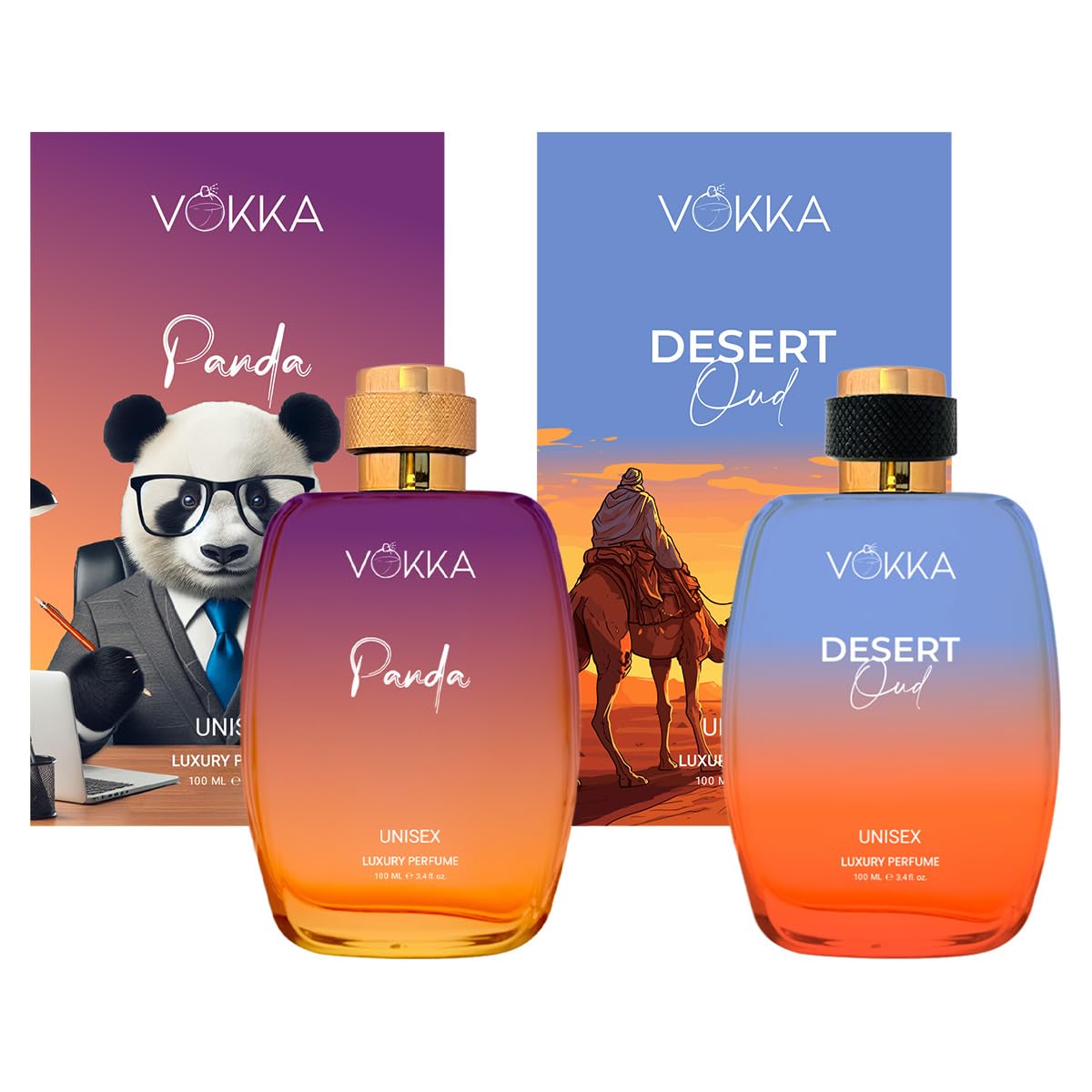 VOKKA Panda & Desert Oud 200 ml | Pack of 2 x 100ml Unisex Luxury Long Lasting Perfume Gift Set For Men And Women | Ambery & Arabian Woody Eau De Parfum | Notes: Saffron, Amber, Spicy Agarwood-picture-34