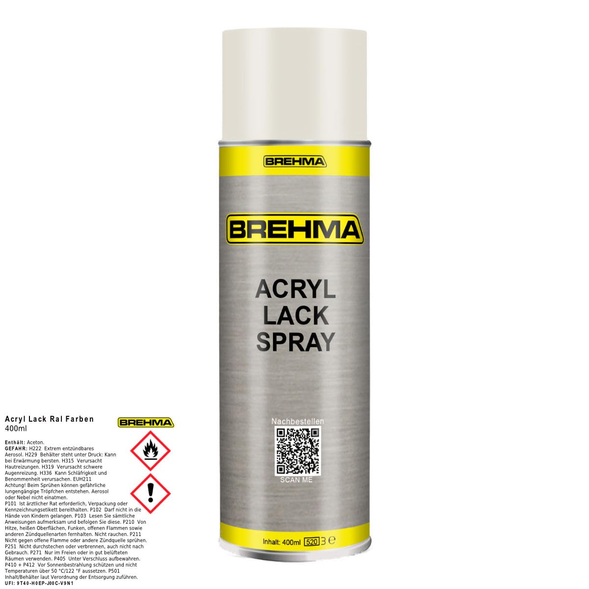 12x Acryl Lackspray Ral 9010 Reinweis matt Lack Farbe Sprühfarbe 400ml